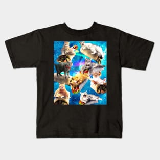 Galaxy Cat Burrito In Rainbow Space Kids T-Shirt